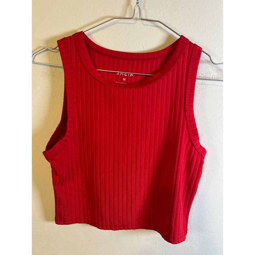 SHEIN Womens Tank Top Ribbed‎ Knit Red Size M